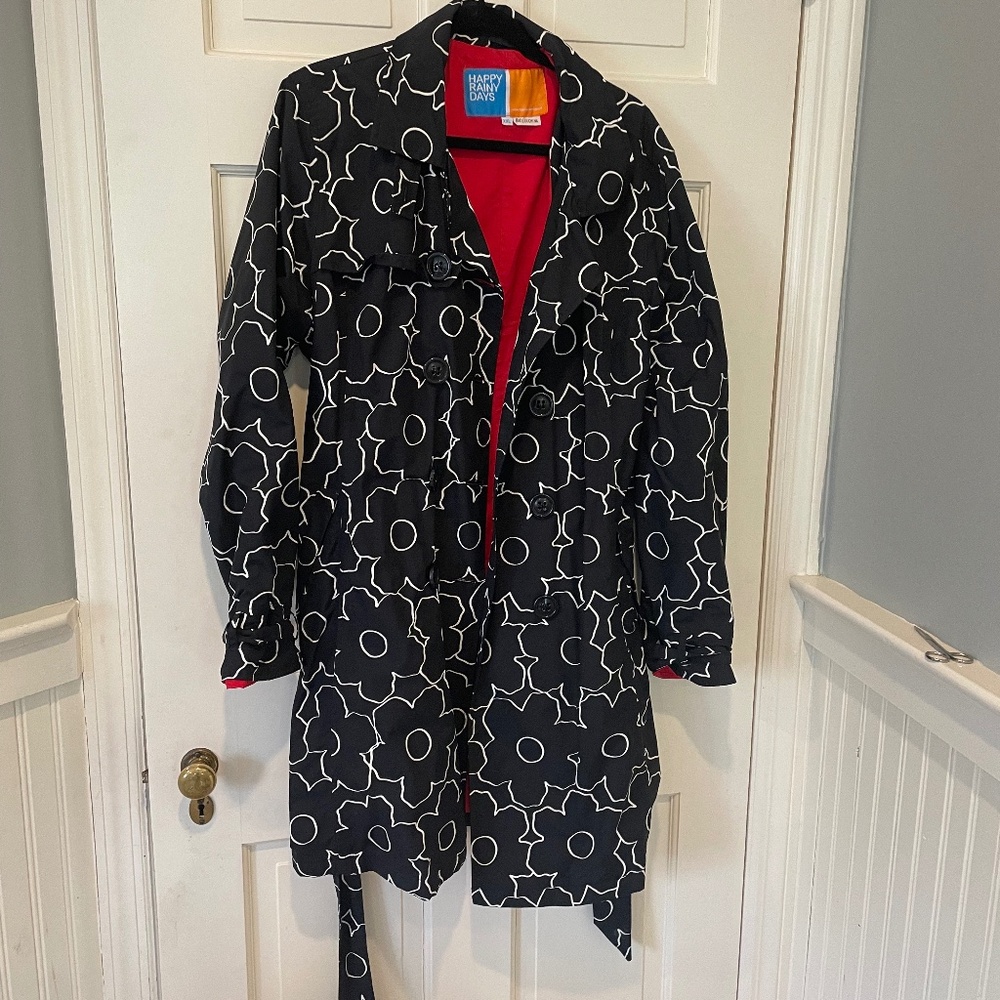 Happy Rain Days Black Floral Rain Coat